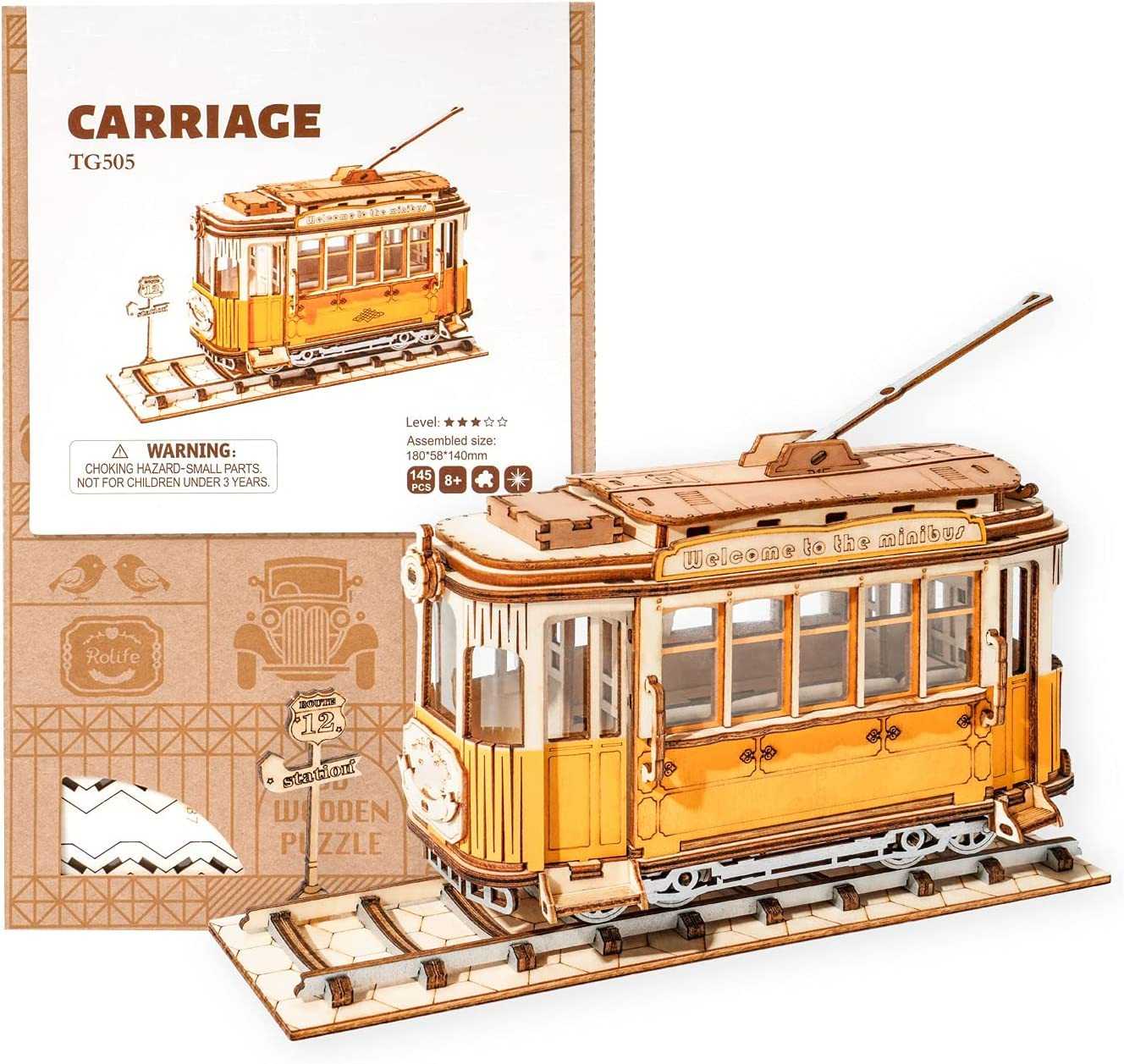 Rolife Vintage Models - 3D wooden puzzles - Car, Tram, Carriage - Diyzzle