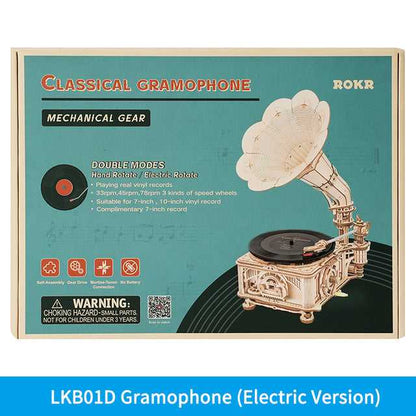 ROKR DIY Crank Classic Gramophone | Model Kit & Puzzle - Diyzzle