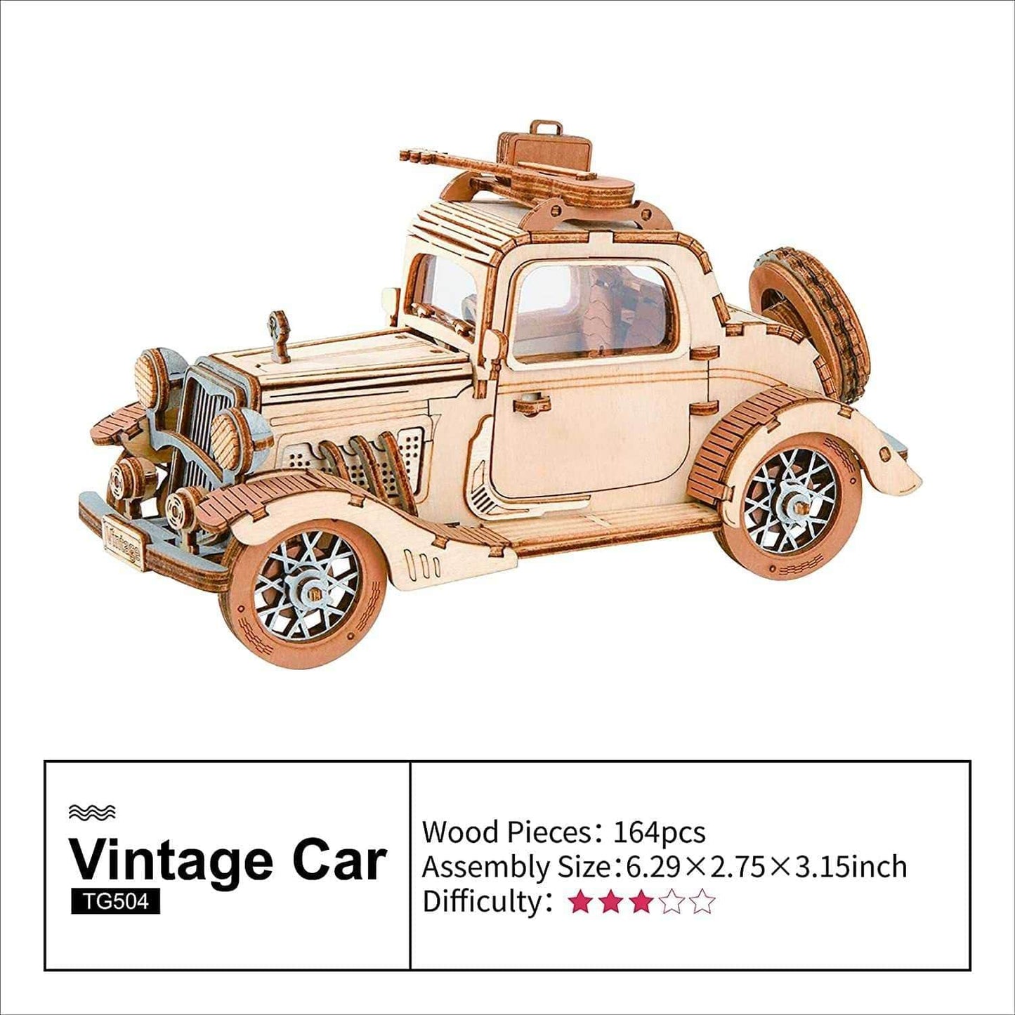 Rolife Vintage Models - 3D wooden puzzles - Car, Tram, Carriage - Diyzzle