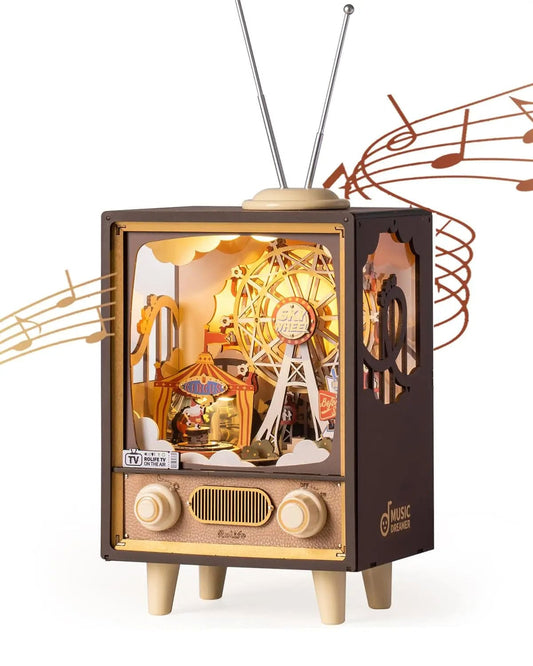 Robotime Rolife Sunset Carnival Music Boxes With Lights For Kids Adults Home Decoration Luxurious Design 3D Wooden Puzzle Toys - Diyzzle