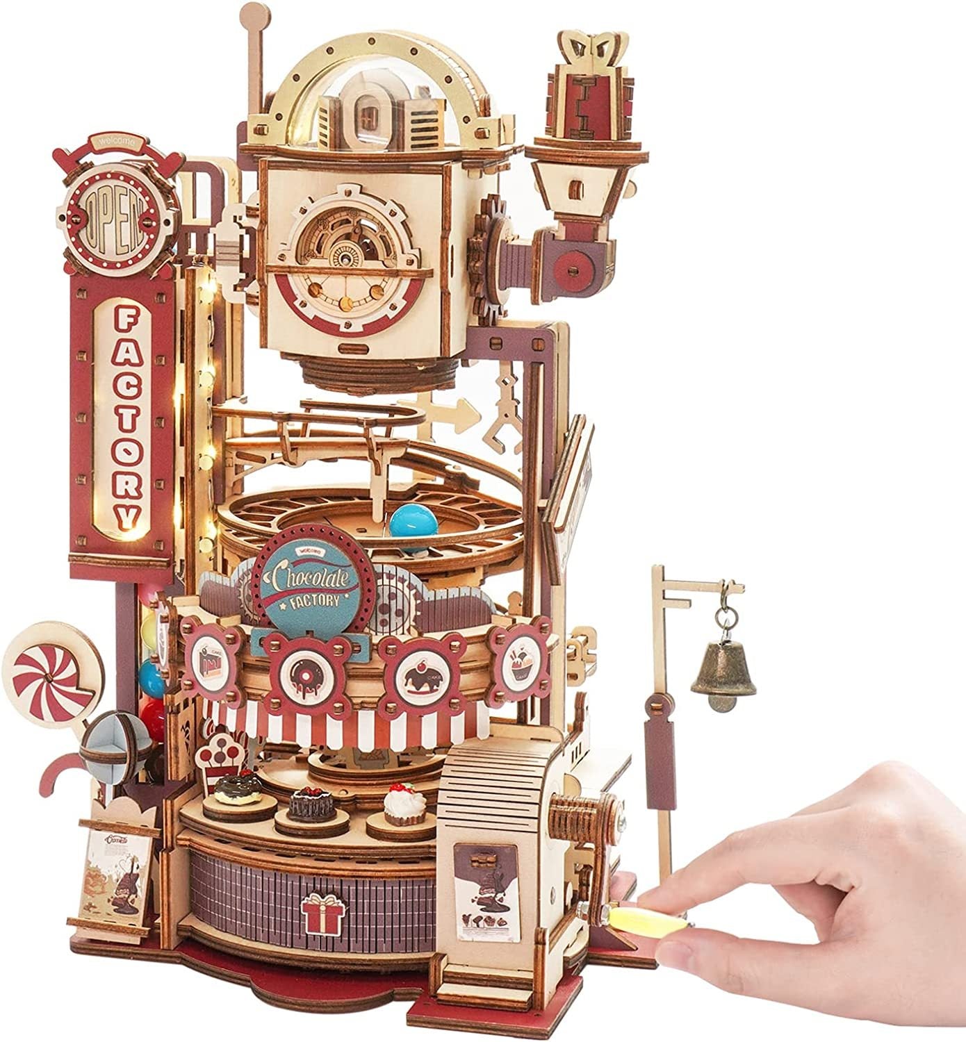 Robotime ROKR Marble Chocolate Factory 3D Wooden Puzzle Games Assembly Model Building Toys For Children Kids Birthday Gift - Diyzzle