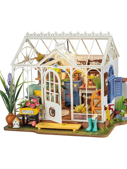 Robotime DIY Doll House With Furniture Children Green Miniature Dollhouse Wooden Kits Assemble Toy Xmas Brithday Gifts - Diyzzle