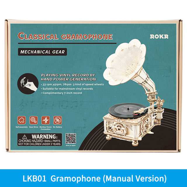 ROKR DIY Crank Classic Gramophone | Model Kit & Puzzle - Diyzzle