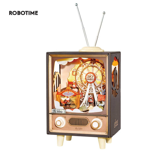 Robotime Rolife Sunset Carnival Music Boxes With Lights For Kids Adults Home Decoration Luxurious Design 3D Wooden Puzzle Toys - Diyzzle