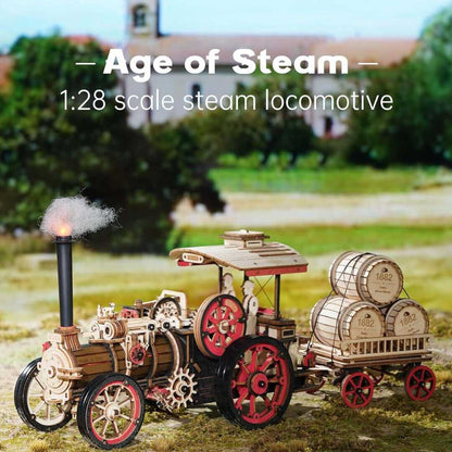 ROKR 3D Wooden Puzzle Car Model Steam Engine Mechanical Teens Kids Birthday Gift - Diyzzle