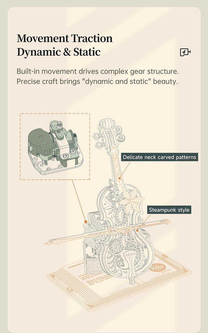 ROKR Magic Cello - Mechanical Music Box 3D Wooden Puzzle - Diyzzle