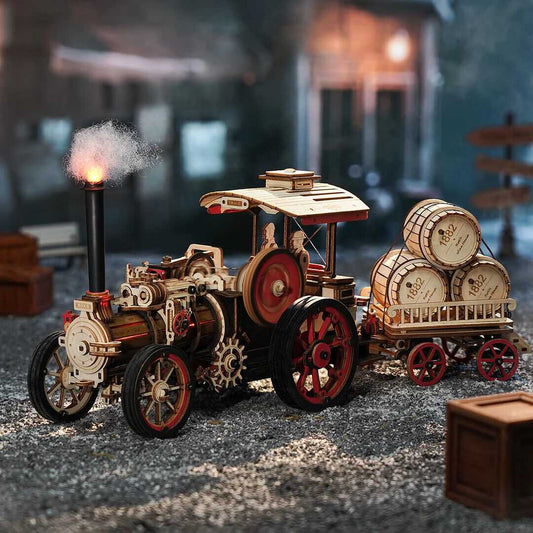 ROKR 3D Wooden Puzzle Car Model Steam Engine Mechanical Teens Kids Birthday Gift - Diyzzle