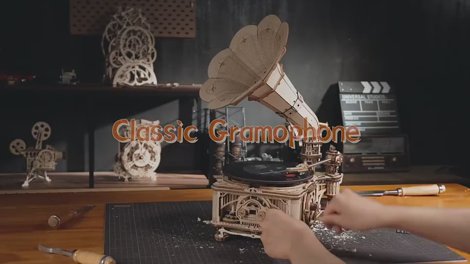 ROKR DIY Crank Classic Gramophone | Model Kit & Puzzle - Diyzzle